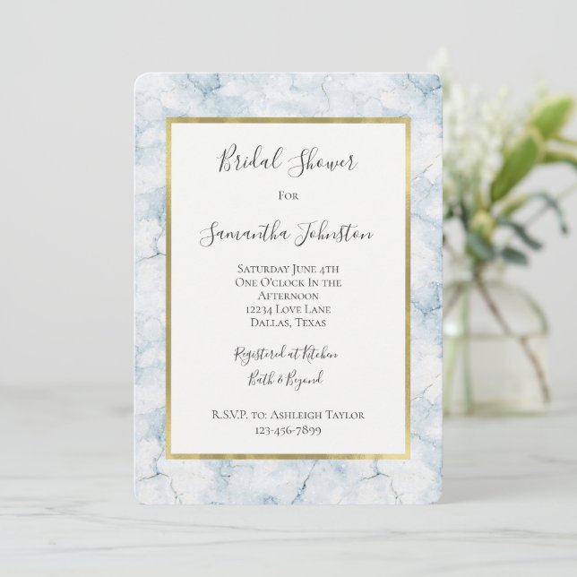 Invitación Pretty Light Blue Bridal Shower  (Anverso de pie)