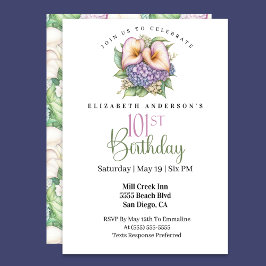 Invitación Pretty Pastel Calla Lily 101st Birthday