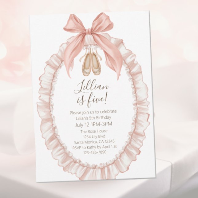 Invitación Pretty Pink Ballet Girls Fifth Birthday  (Subido por el creador)