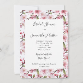 Invitación Pretty Pink Cherry Blossom Floral Bridal Shower