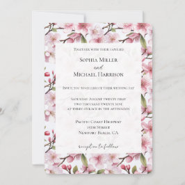 Invitación Pretty Pink Cherry Blossom Floral Wedding