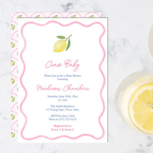 Invitación Pretty Pink Ciao Baby Lemon Girl Baby Shower