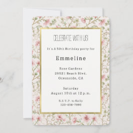 Invitación Pretty Pink Flowers Birthday