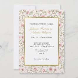 Invitación Pretty Pink Flowers Romantic Wedding