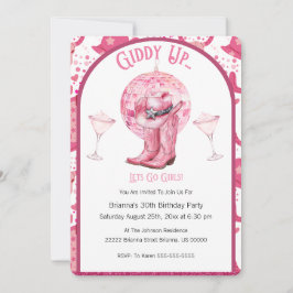 Invitación Pretty Pink & Glitter Cowgirl Birthday Invitation