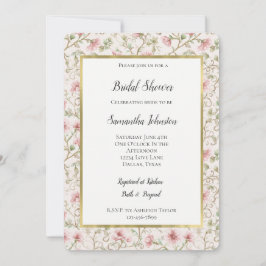 Invitación Pretty Pink Romantic Floral Bridal Shower