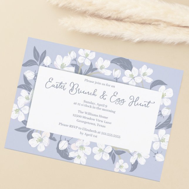 Invitación Pretty Purple Floral Easter Brunch Egg Hunt Party (Subido por el creador)