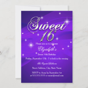 Invitación Pretty Purple Sparkle Sweet Sixteen