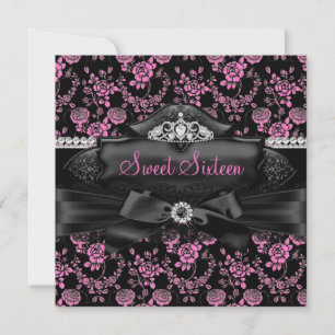 Invitación Pretty Tiara & Bow Rosa Sweet 16