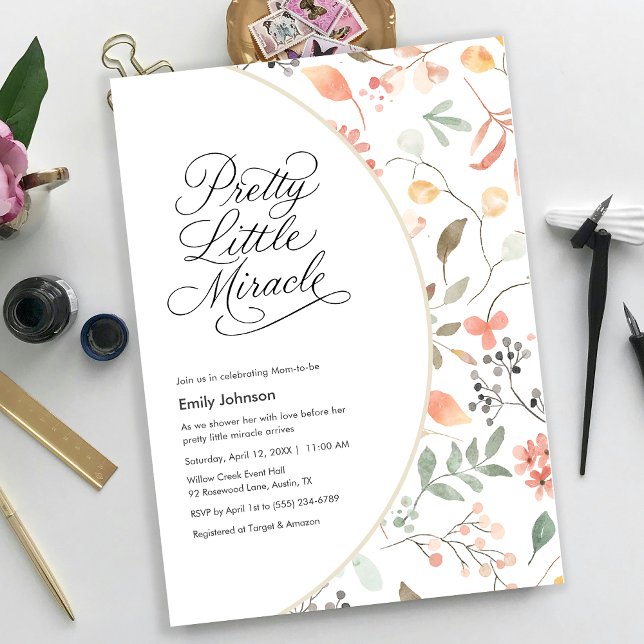 Invitación Pretty Watercolor Wildflower Baby Shower (Pretty Watercolor Wildflower Baby Shower Invitation)