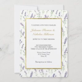 Invitación Pretty White Lavender Flowers Wedding