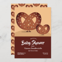 Pretzel Baby Shower Brown Foodie Cute Personalizad