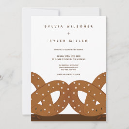 Invitación Pretzels salados Boda Marrón blanco vertical