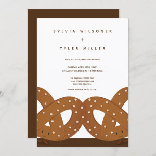 Invitación Pretzels salados Boda Marrón blanco vertical