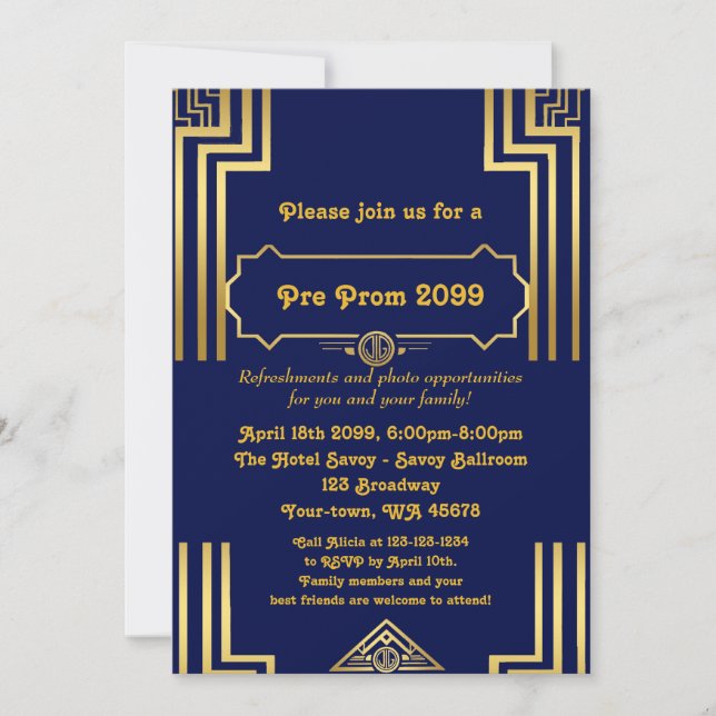 Invitación previa al prom, pre prom, quinceañera,  (Anverso)