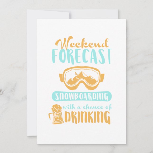Invitación Previsión de fin de semana Snowboard Regalo de dep (Anverso)