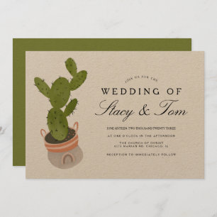 Invitación Pricky Pear la mano de Cactus desatada Boda Earthy