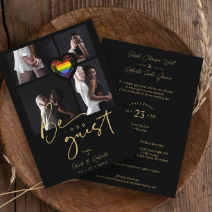 Invitación Pride Rainbow Heart 4 Photos Collage