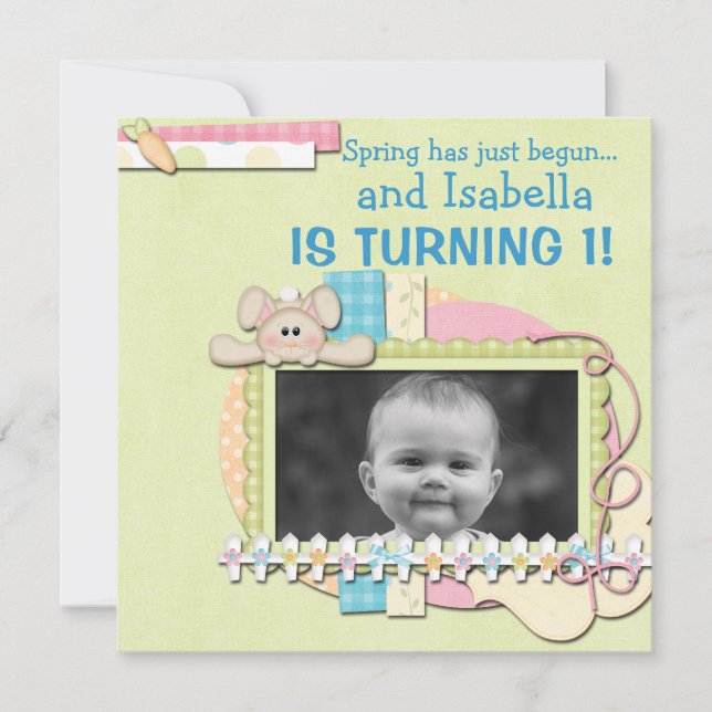 Invitación Primario de verano dulce Bunny Spring (Anverso)