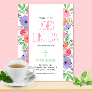 Invitación Primavera acuarela Floral Damas Iglesia Luncheon