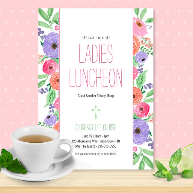 Invitación Primavera acuarela Floral Damas Iglesia Luncheon (Subido por el creador)