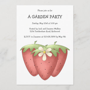 Invitación Primavera agradable · Fresas y flor