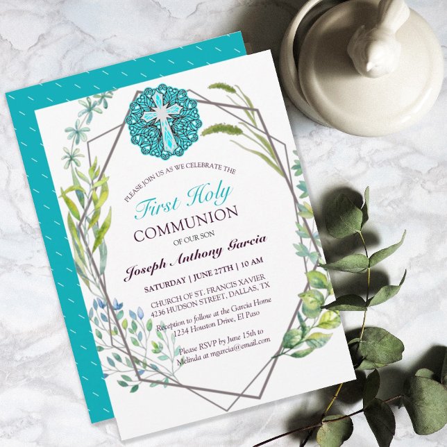 Invitación Primavera Azul Primera Comunión Santa (Subido por el creador)