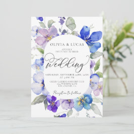 Invitación Primavera Azul Púrpura Todo en 1 Boda de presupues