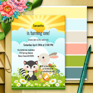 Invitación Primavera Bebé Primer Cumpleaños