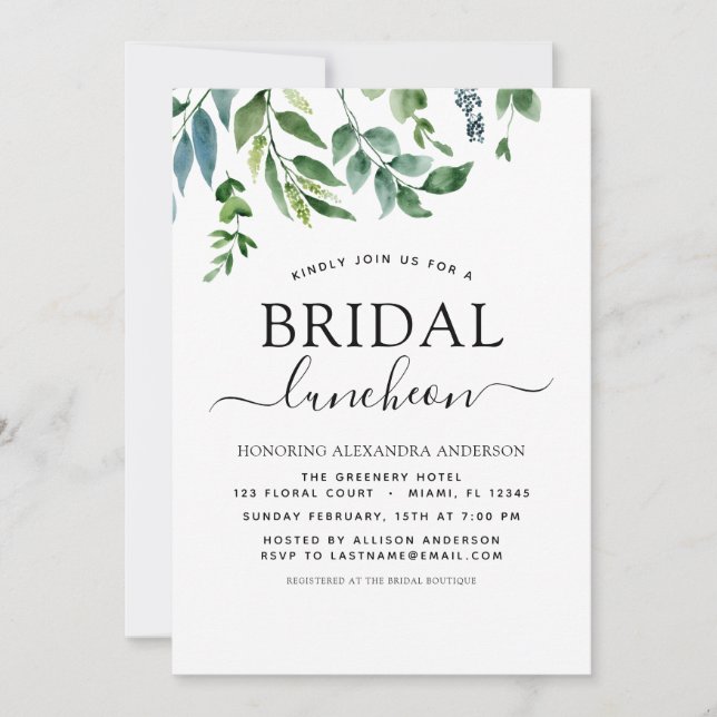 Invitación Primavera Bridal Shower Luncheon Greeneration (Anverso)