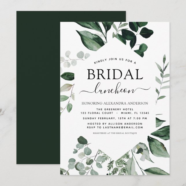 Invitación Primavera Bridal Shower Luncheon Greeneration Invi (Anverso / Reverso)