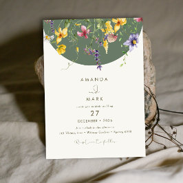Invitación Primavera Caída Boho Flor silvestre Bloom Whimsica