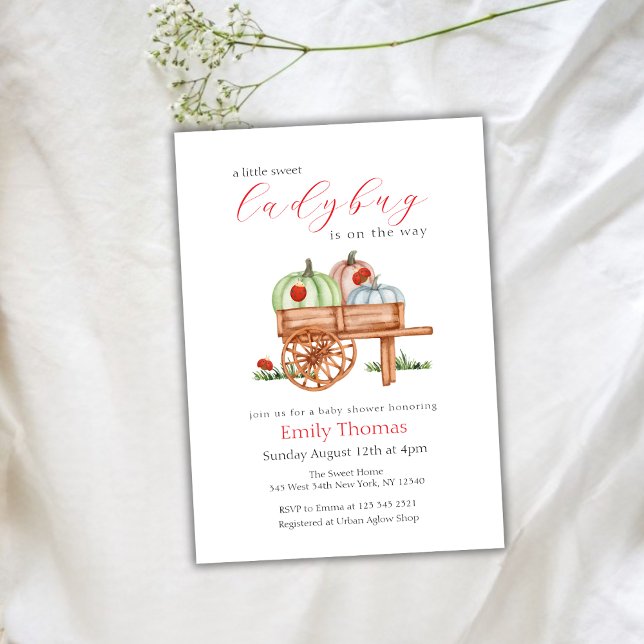 Invitación Primavera Calabaza Pequeño Labibug Baby Shower (Spring Pumpkin Little Labybug Baby Shower Invitation)