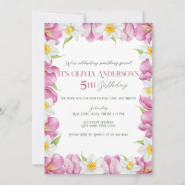 Invitación Primavera Colorida Flor Niños Cumpleaños