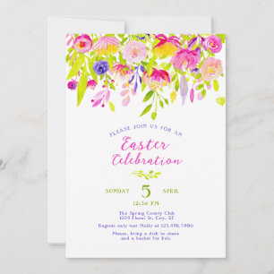 Invitación Primavera colorida Flores Pascua