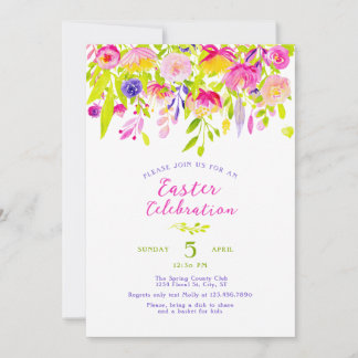 Invitación Primavera colorida Flores Pascua