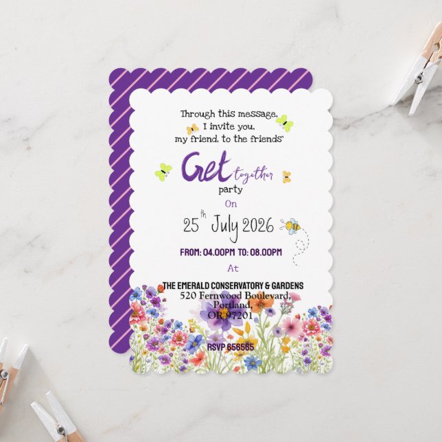 Invitación Primavera con morado  (Anverso/Reverso In Situ)