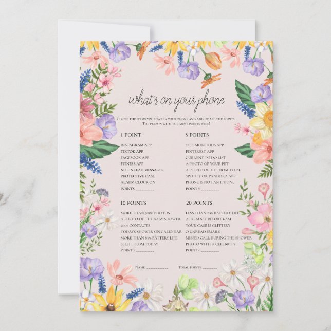 Invitación Primavera de flores silvestres qué hay en tu tarje (Anverso)