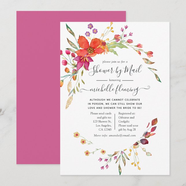 Invitación Primavera de la flor salvaje ducha de novias por c (Anverso / Reverso)