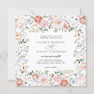 Invitación Primavera Ditsy Rubor Floral Square Boda