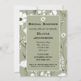 Invitación PRIMAVERA Ducha de novia floral blanca y verde