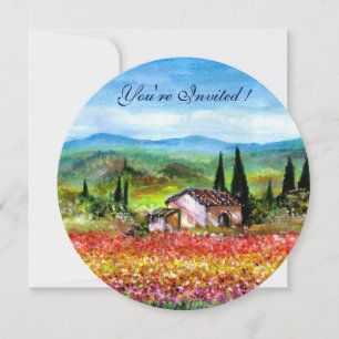 Invitación PRIMAVERA EN TOSCANA, azul rosa brillante rojo