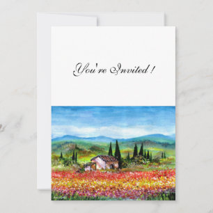 Invitación PRIMAVERA EN TOSCANA, azul rosa brillante rojo