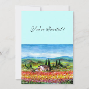 Invitación PRIMAVERA EN TOSCANA, rojo brillante rosa amarillo