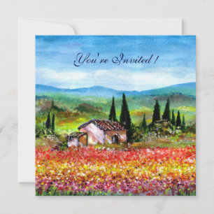 Invitación PRIMAVERA EN TOSCANA, rojo brillante rosa amarillo