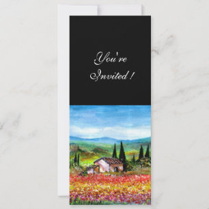 Invitación PRIMAVERA EN TOSCANA, rojo brillante rosa amarillo