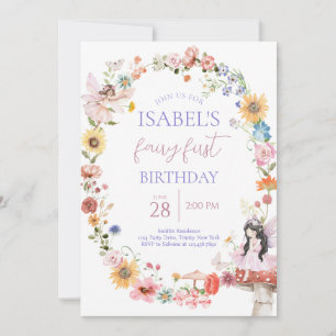 Invitación Primavera Fairy Fairy First Birday