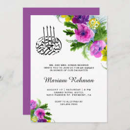 Invitación Primavera Flor Bebé Niña Aqiqah