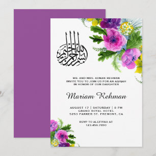 Invitación Primavera Flor Bebé Niña Aqiqah