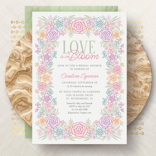 Invitación Primavera Flor De Madera Bridal Shower Love In Blo (Subido por el creador)